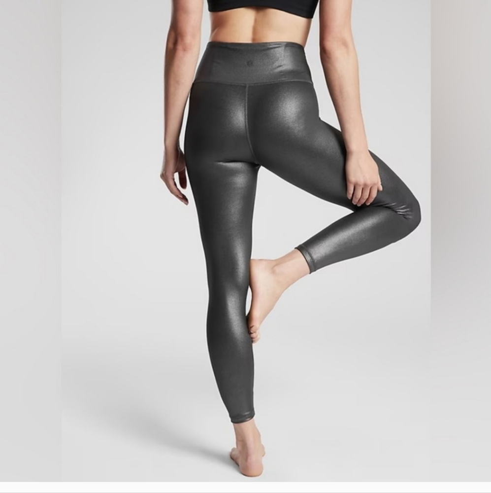 Athleta Metallic Black Leggings